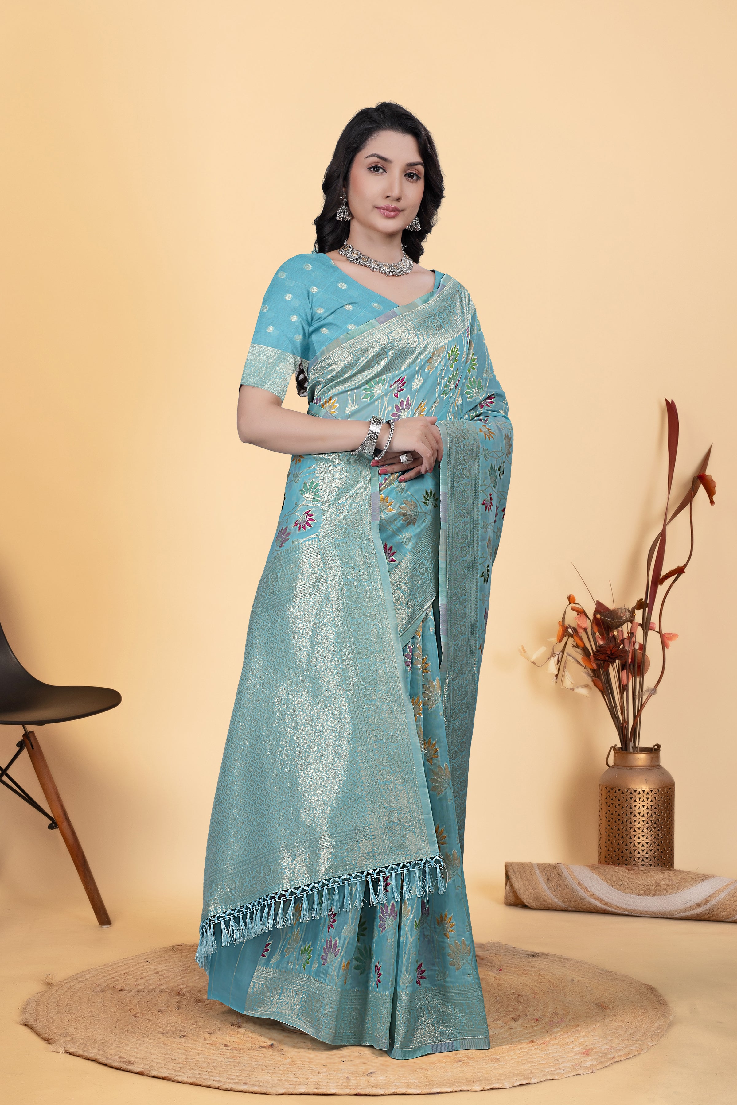 New Designer Fancy Collection Jaal Flower Cotton Saree