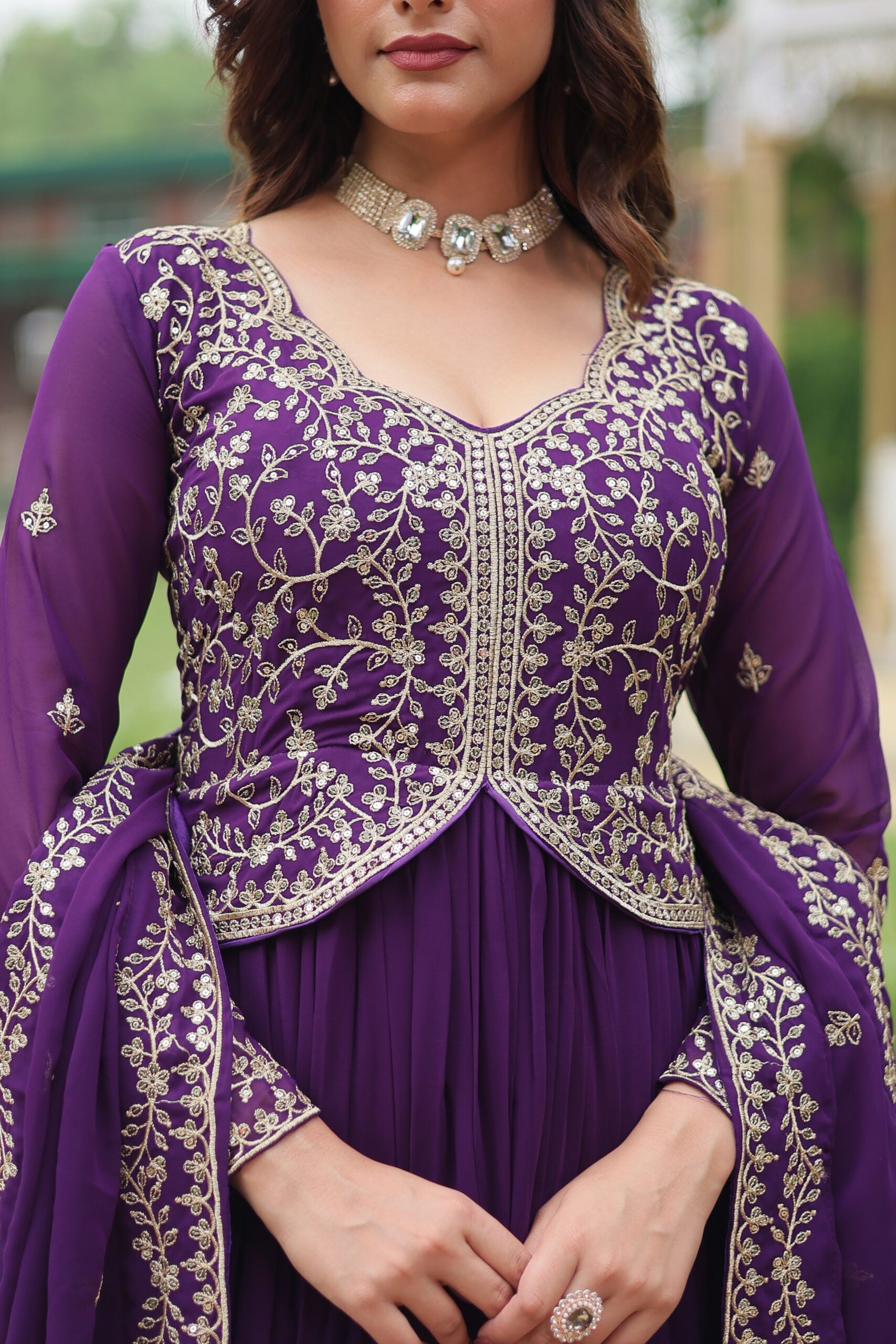 Readymade Embroidered Gown for Women