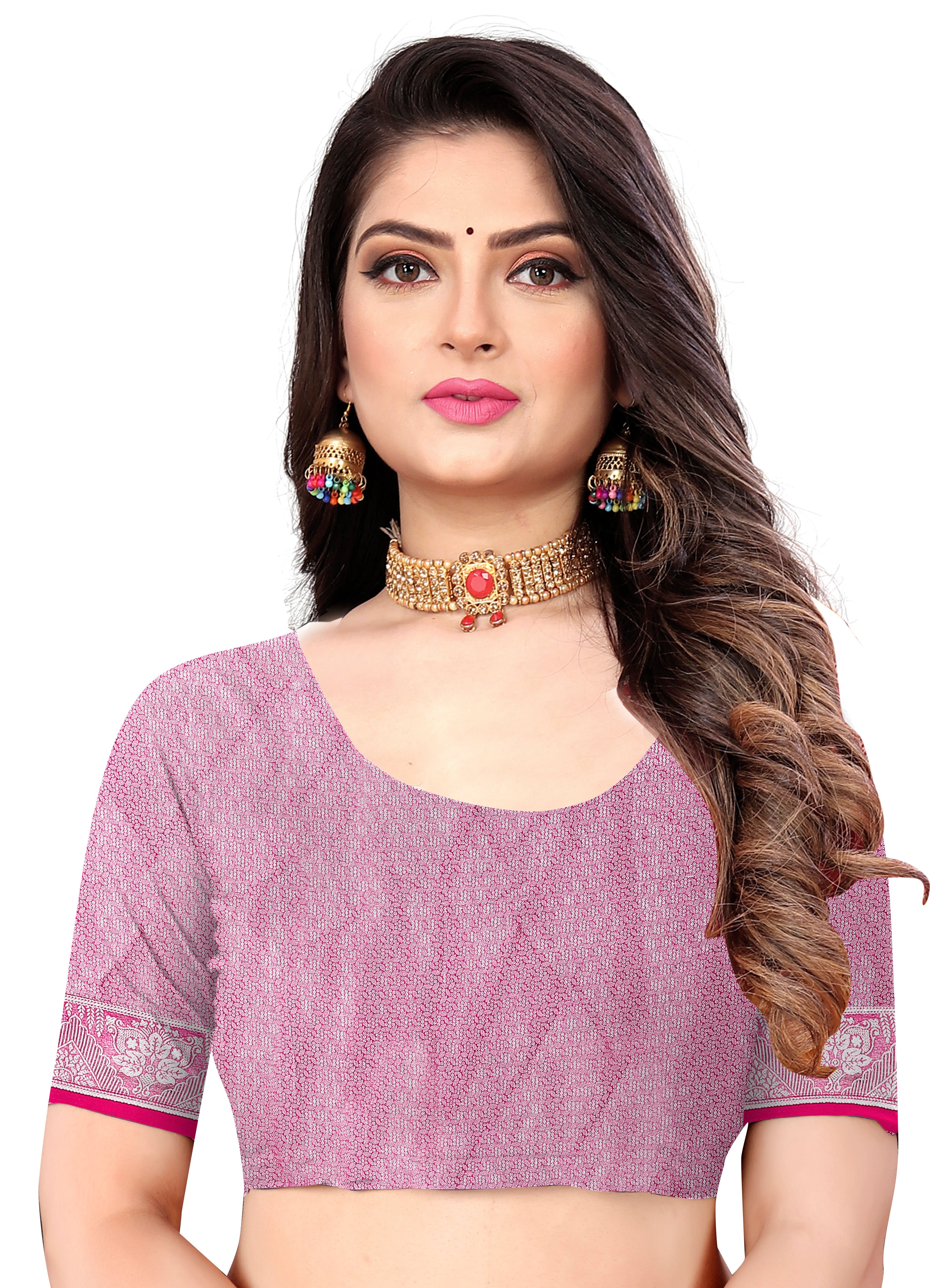 The Riya Saree: Hot Pink Georgette Saree with Silver Zari Leheriya Work