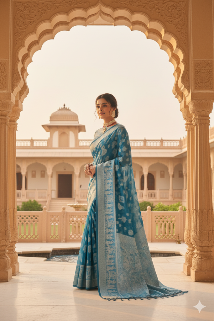 The Ananya Saree: Fox Georgette Rich Pallu Saree (Zari Woven)