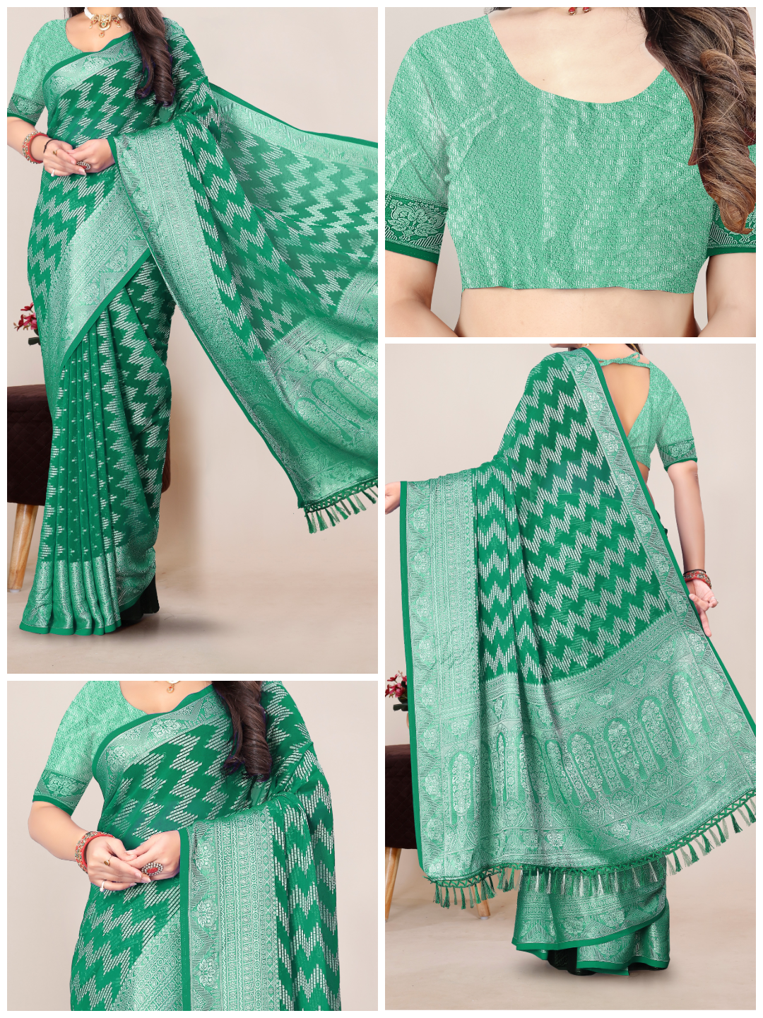 The Lahariya Green Saree: Softness Meets Sparkle!