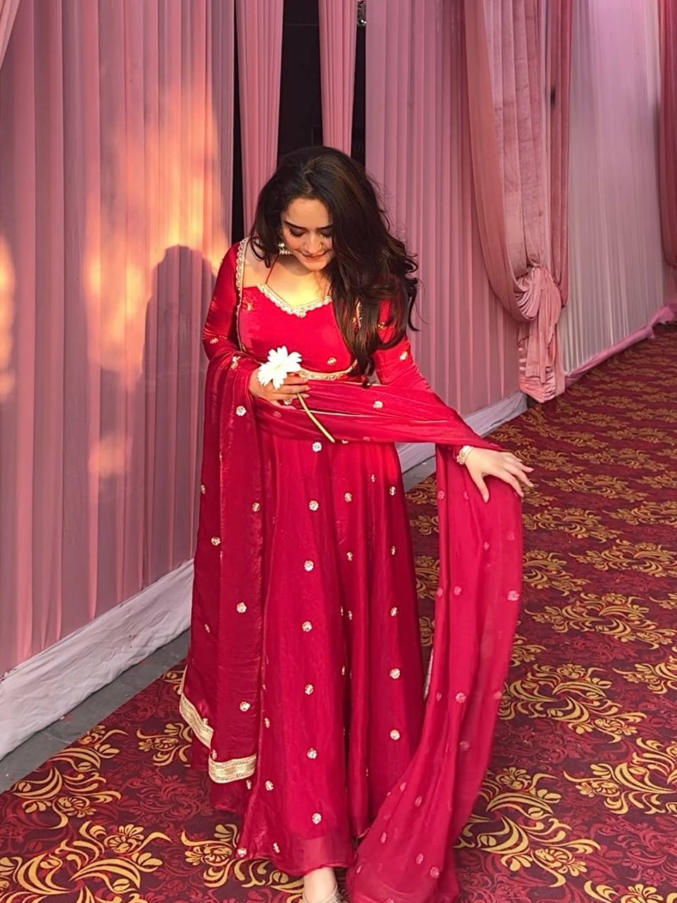 Chhorii Red Premium Designer Anarkali Suit