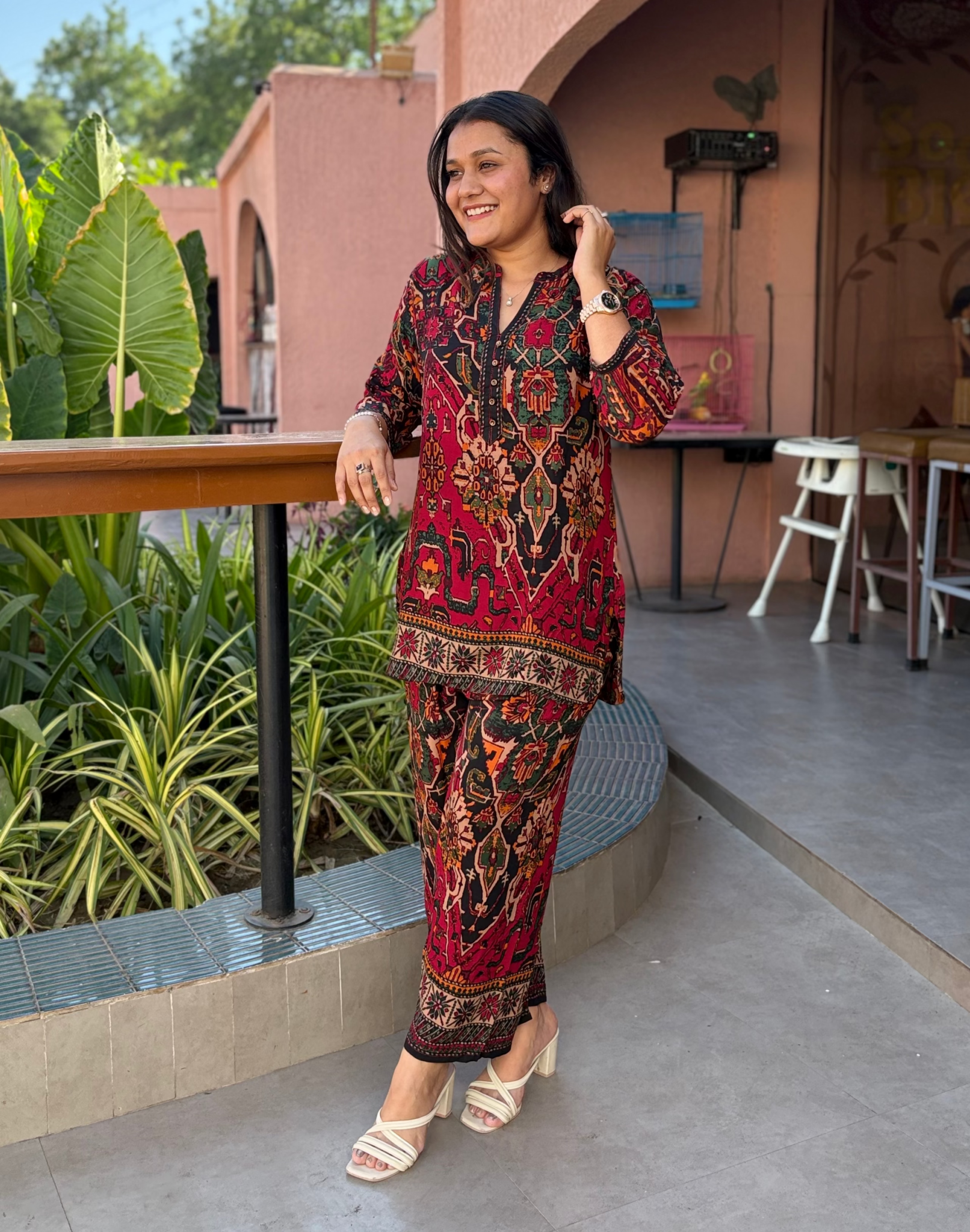 Premium Rayon Ajrak Print Crop Top & Palazzo Set - Chhorii Fashion