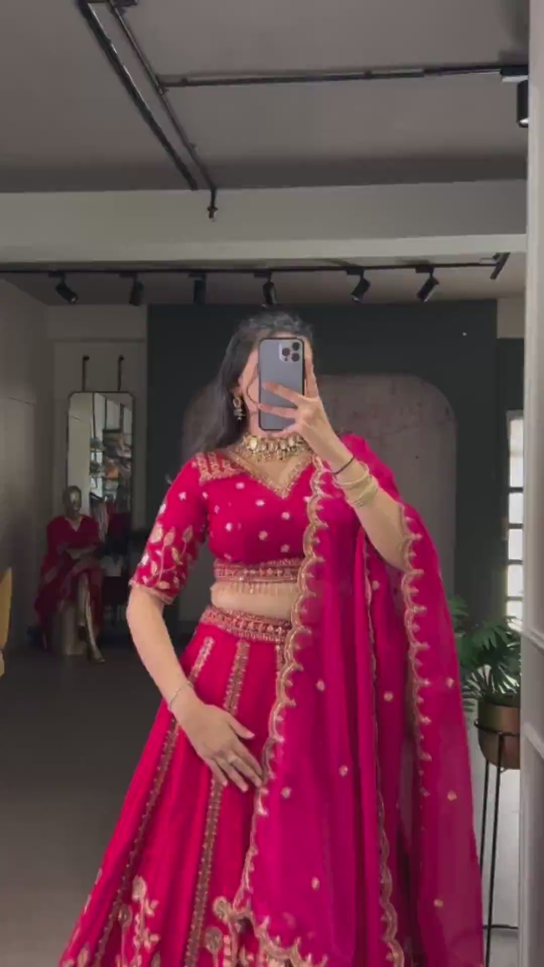 Natural Silk Sequins & Thread Embroidery Lehenga Choli