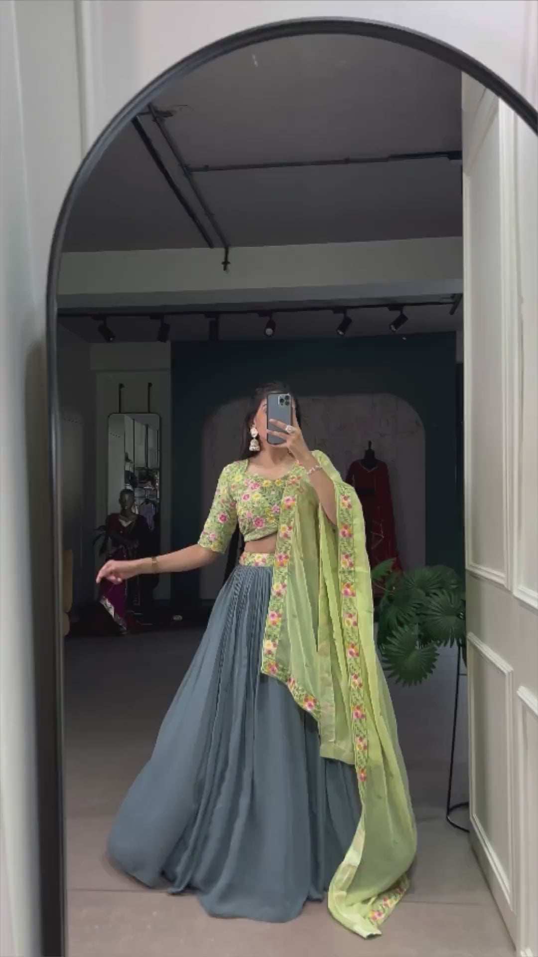 Gray Georgette Sequins Bridesmaid Lehenga