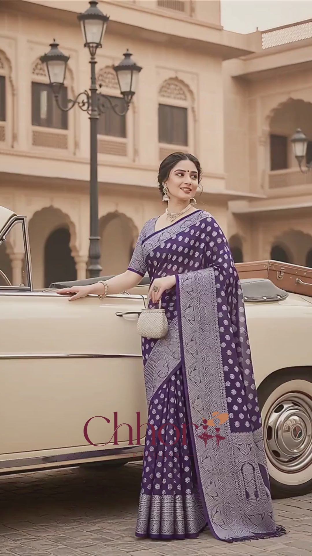 The Aarohi Saree: Violet Soft Silk Jacquard Buti Saree