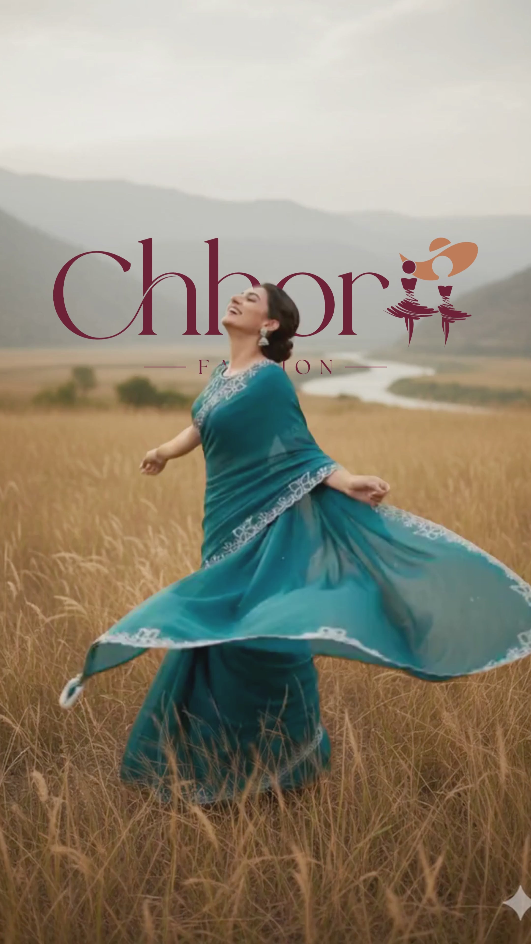 The Ira Saree: Baby Blue Fendi Satin Designer Saree with Embellished Border