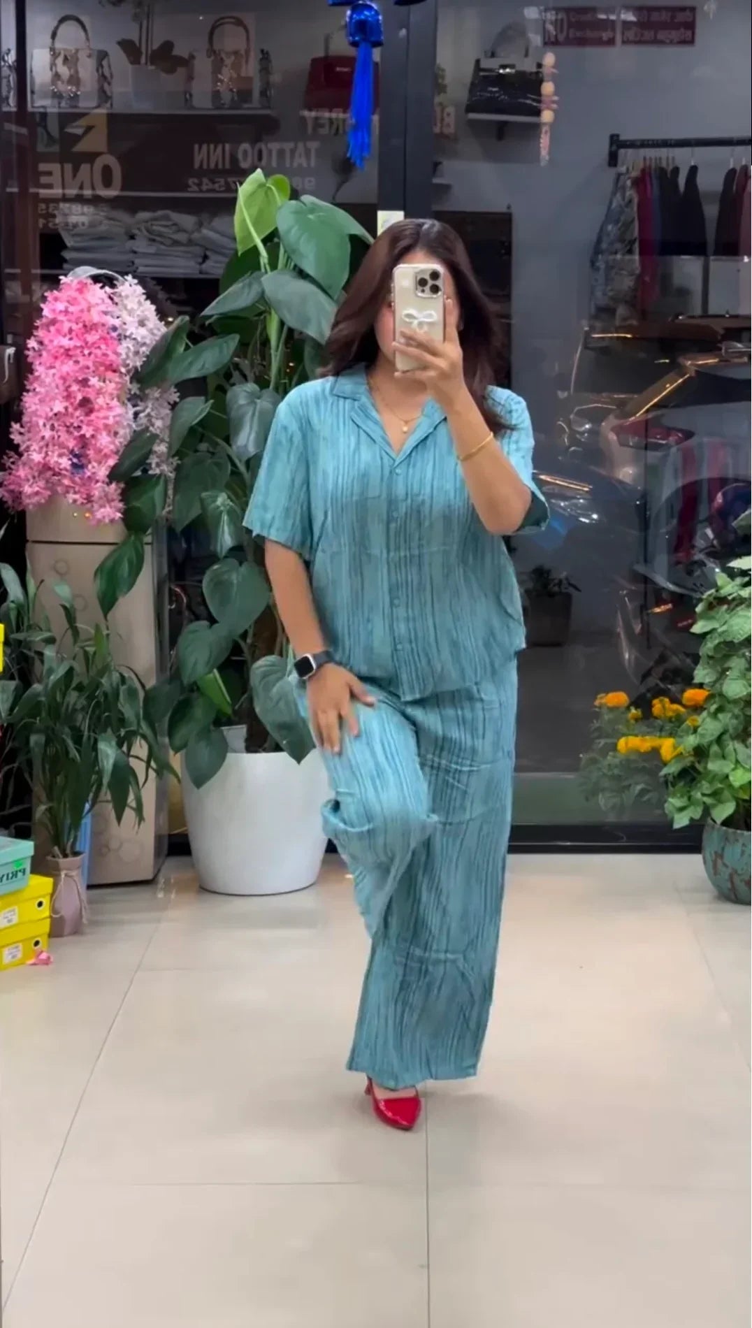 Sky Pure Linen Co - ord Set - Chhorii Fashion